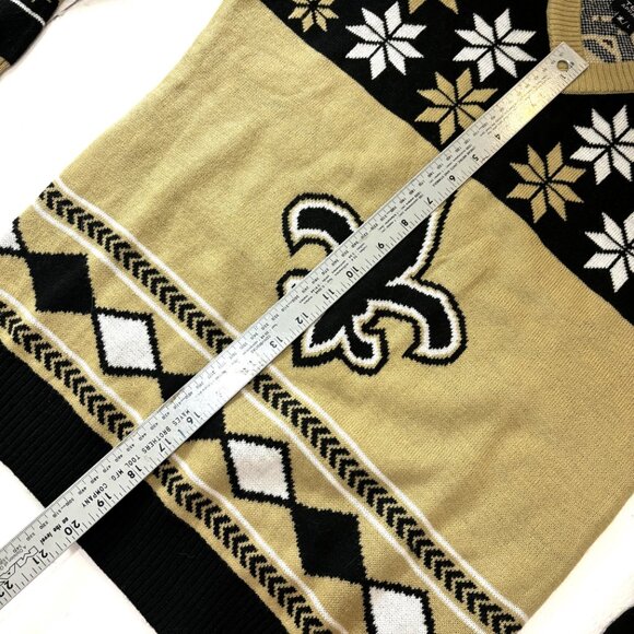 NFL Team Apparel New Orleans Saints Christmas Black Gold Sweater - Picture 7 of 10